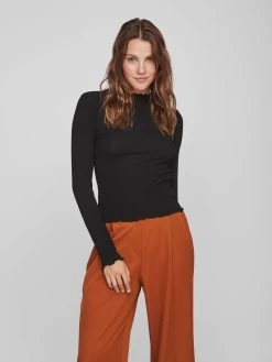 Vila Longsleeves Shirt Dames Zwart -Vila b2d152fda3ebf0886ead915c87d832a8