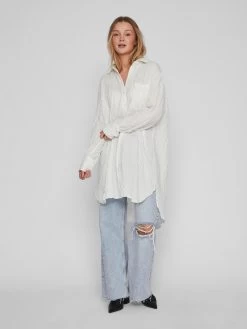 Vila Lange Blouses Blouse FREDA Dames Natuurwit -Vila b327941a7423ce2767debad08036793e