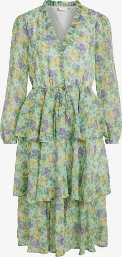 Vila Midi Jurken Jurk Paus Dames Lichtgroen / Donkergroen