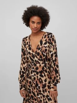 Vila Midi Jurken Jurk Kiwi Dames Beige -Vila b667a7f72e62a05bfe090326902c5aa6