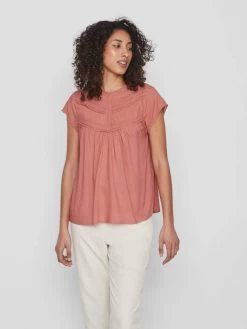Vila Kanten Blouses Blouse Dames Pastelrood -Vila b78984ae7be013db6bef75ece957c90d