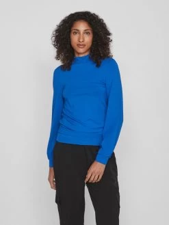 Vila Longsleeves Shirt Dames Blauw -Vila b991e4bf6efa77eaee61032fb4e96d85