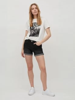 Vila Denim Shorts Regular Jeans Dina Dames Zwart -Vila bb2844c73fa90b7934cd283946cbc32a