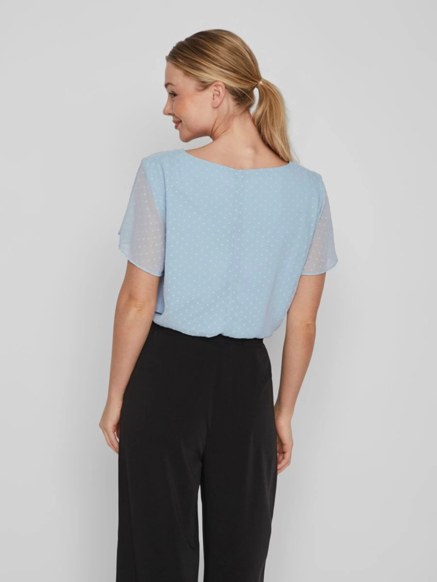 Vila Blouses Met Korte Mouw Blouse Dobby Dames Lichtblauw 6 Vila Blouses Met Korte Mouw Blouse Dobby Dames Lichtblauw - Afbeelding 4