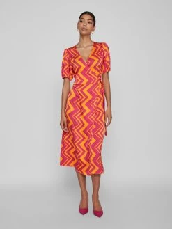 Vila Midi Jurken Jurk Hula Dames Fuchsia -Vila c145d1b10399e44ab675356412fd929a