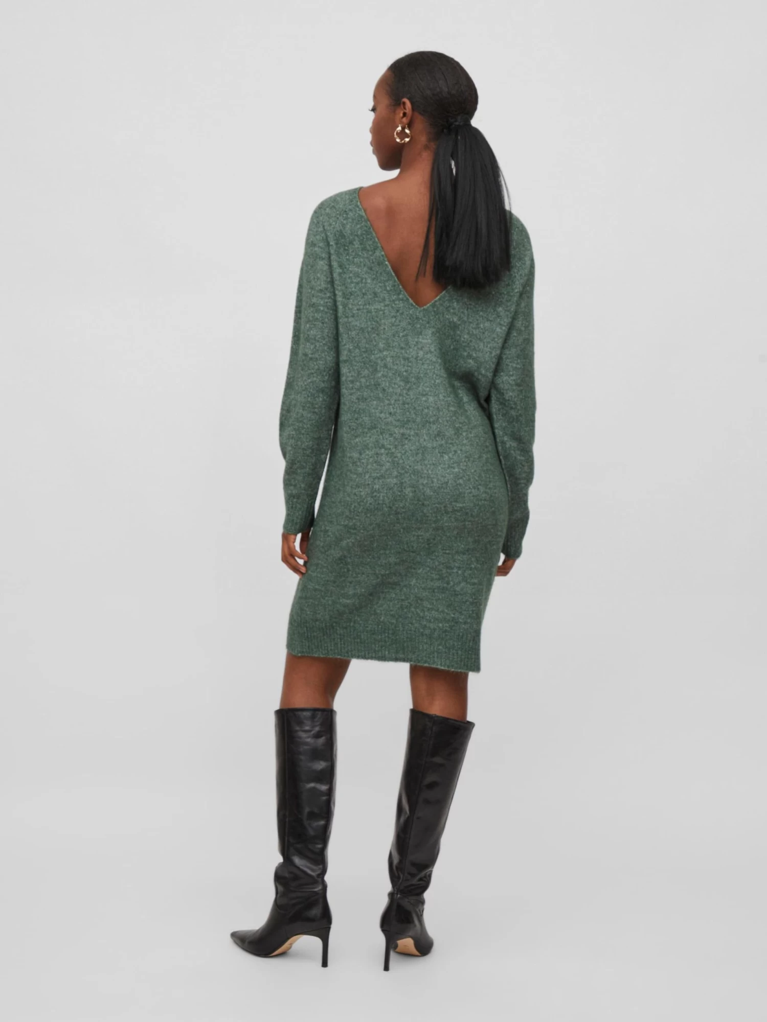 Vila Gebreide Jurken Gebreide Jurk Ella Dames Smaragd 5 Vila Gebreide Jurken Gebreide Jurk Ella Dames Smaragd - Afbeelding 3