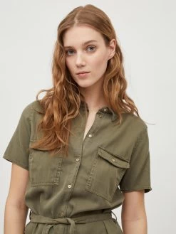 Vila Blousejurken Blousejurk Bista Dames Olijfgroen -Vila c2d987f939599ee382a56aa1837f1d48