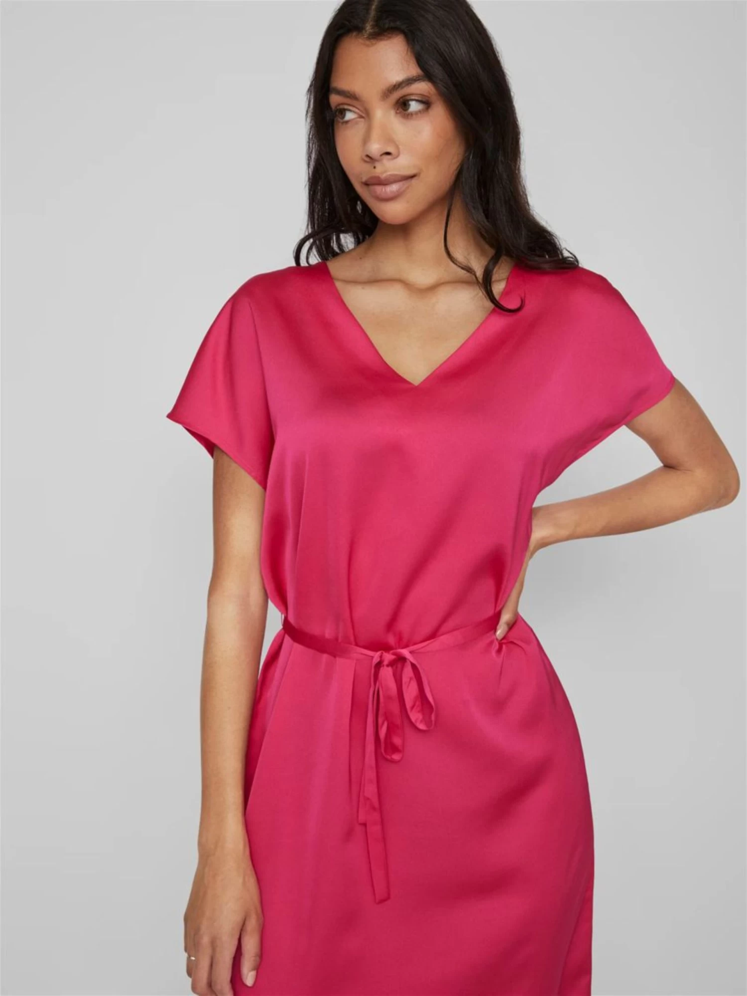 Vila Midi Jurken Jurk Dames Magenta 7 Vila Midi Jurken Jurk Dames Magenta - Afbeelding 5