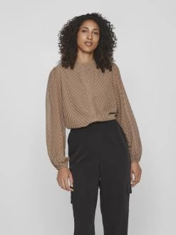 Vila Overhemden Blouse Dames Bruin -Vila c5f389ae21ced01905d6c5e85c41b562