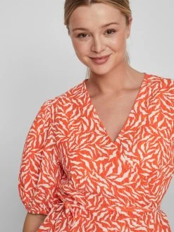 Vila Blouses Met Korte Mouw Blouse Sille Aria Dames Kreeft -Vila c791d560b10de6fea9e9807033666fd0