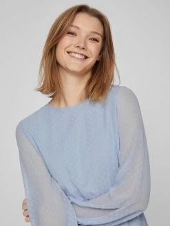 Vila Mini Jurken Jurk Dobby Dames Lichtblauw -Vila c7cd34e623198d406e8230d428406ee5