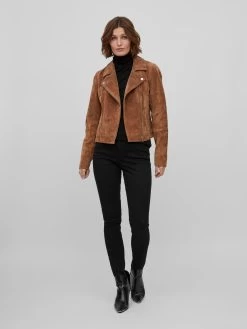 Vila Leren Jassen Tussenjas SUKKI Dames Bruin -Vila c846594994925f0c4d0daa8d79111695