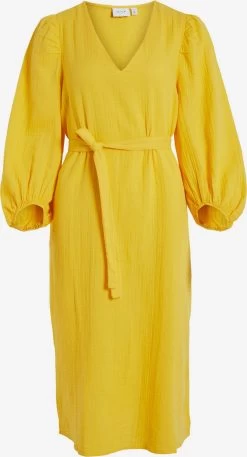 Vila Midi Jurken Jurk Lania Dames Geel