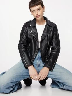 Vila Leren Jassen Tussenjas Feli Dames Zwart -Vila cc79a8086c6a40acf3fca0a40e40d557