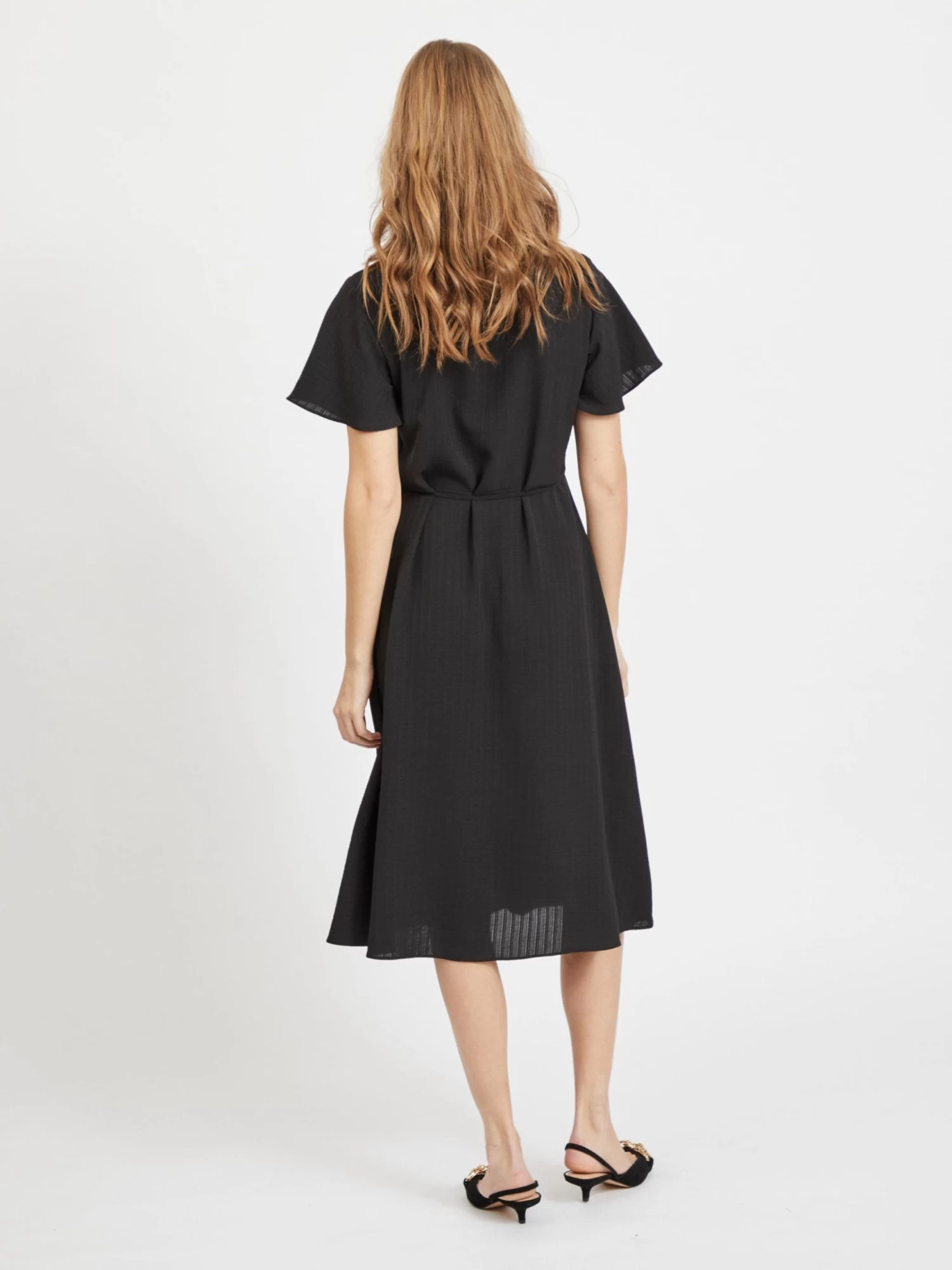 Vila Midi Jurken Jurk Dames Zwart 7 Vila Midi Jurken Jurk Dames Zwart - Afbeelding 5