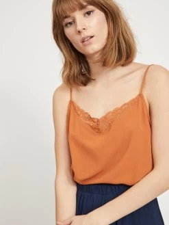 Vila Kanten Tops Top Mero Dames Oranje -Vila ce653d834cdb173a47ad8ba4314f25e2