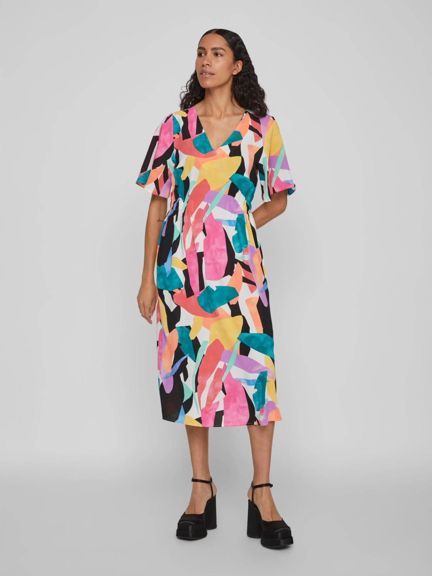 Vila Midi Jurken Jurk Baila Dames Gemengde Kleuren 7 Vila Midi Jurken Jurk Baila Dames Gemengde Kleuren - Afbeelding 5