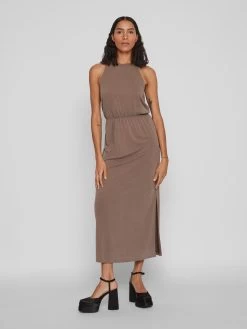 Vila Jerseyjurken Jurk Dames Bruin -Vila cf089f18ae70f662596142e1684838e9