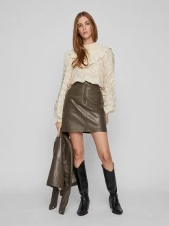 Vila Leren Rokken Rok Dames Bruin -Vila cf74157f58ff3554d337cf4207ef3489