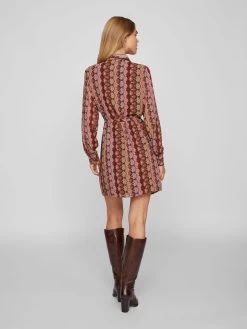 Vila Blousejurken Blousejurk Josefina Dames Wijnrood -Vila cfd07652130cca181e1c57ba1f1feac7