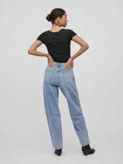 Vila Mom Jeans Loosefit Jeans Dames Blauw -Vila cfdff77e09dd34a215e637a77de5fa40
