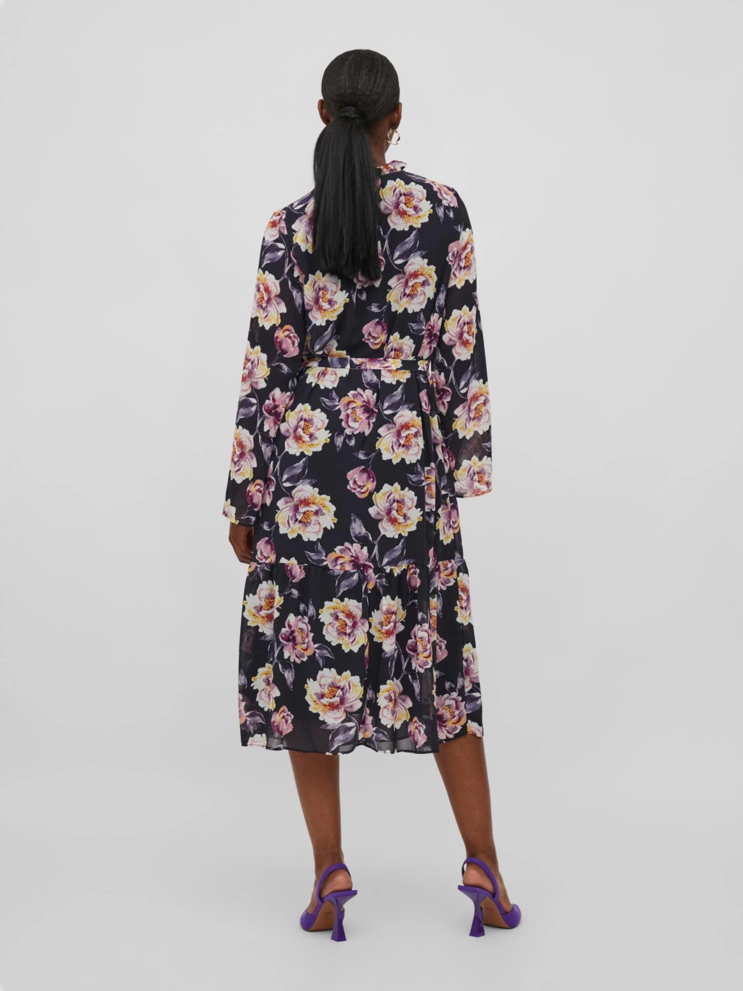 Vila Midi Jurken Jurk KAROLINA Dames Zwart 6 Vila Midi Jurken Jurk KAROLINA Dames Zwart - Afbeelding 4