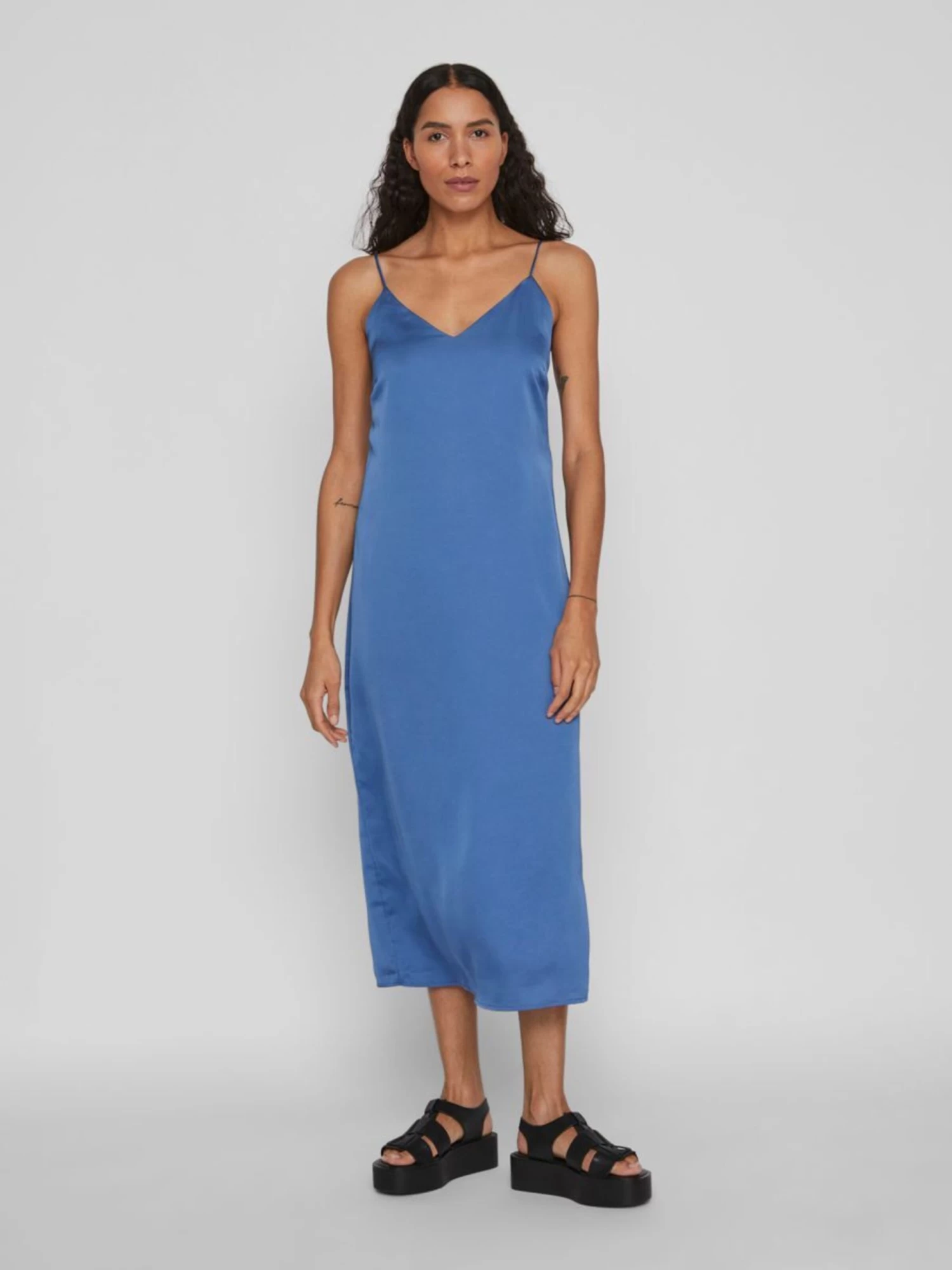Vila Midi Jurken Jurk Dames Blauw 5 Vila Midi Jurken Jurk Dames Blauw - Afbeelding 3