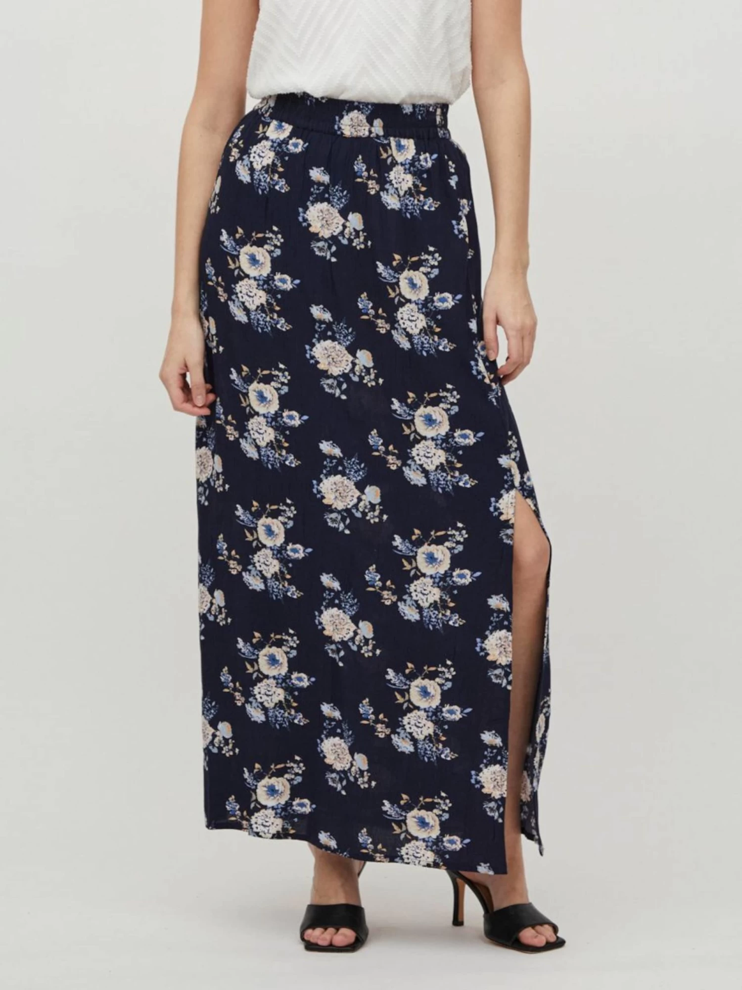 Vila Maxi Rokken Rok Dames Duifblauw / Donkerblauw 5 Vila Maxi Rokken Rok Dames Duifblauw / Donkerblauw - Afbeelding 3