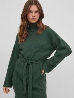 Vila Gebreide Jurken Gebreide Jurk Dames Donkergroen -Vila d55f447ba81cb8fd4d87cc366a6b6ebb