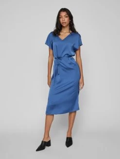 Vila Midi Jurken Jurk Dames Donkerblauw -Vila d8ff2cd225813fb73bf3e0e1d4d277da
