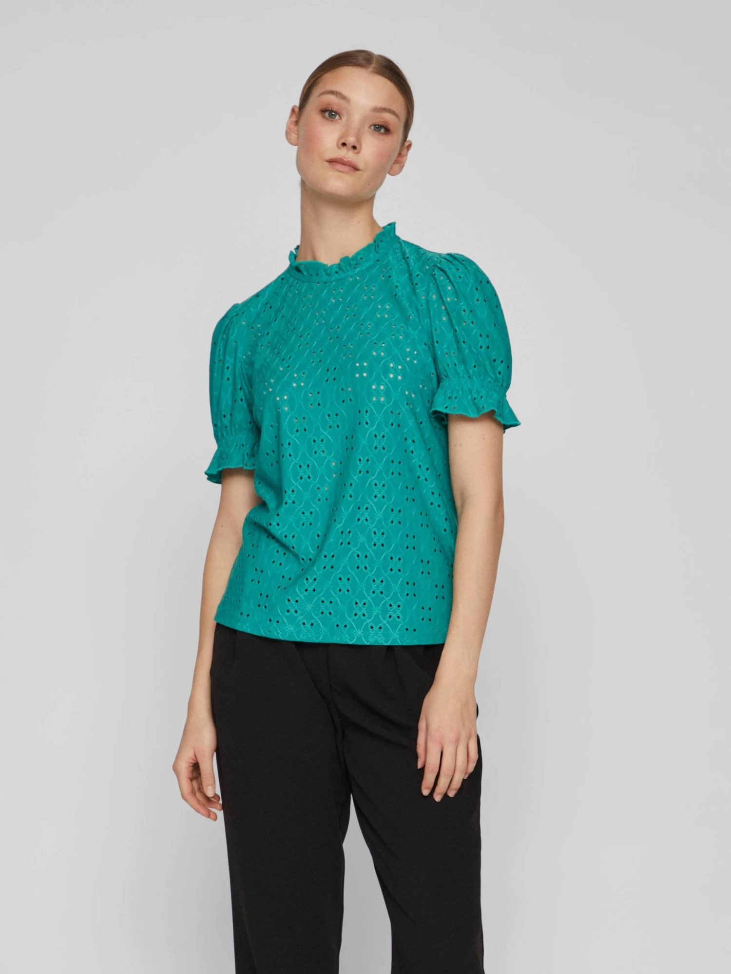 Vila Blouses Met Korte Mouw Blouse Kawa Dames Groen 4 Vila Blouses Met Korte Mouw Blouse Kawa Dames Groen - Afbeelding 2