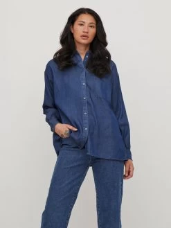 Vila Overhemden Blouse Bista Dames Donkerblauw -Vila dc19147d2adf7b2db6a39e16e127b726
