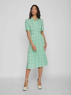 Vila Blousejurken Blousejurk Dames Groen -Vila dfa0b0f88be870b2801997353fcf0a48