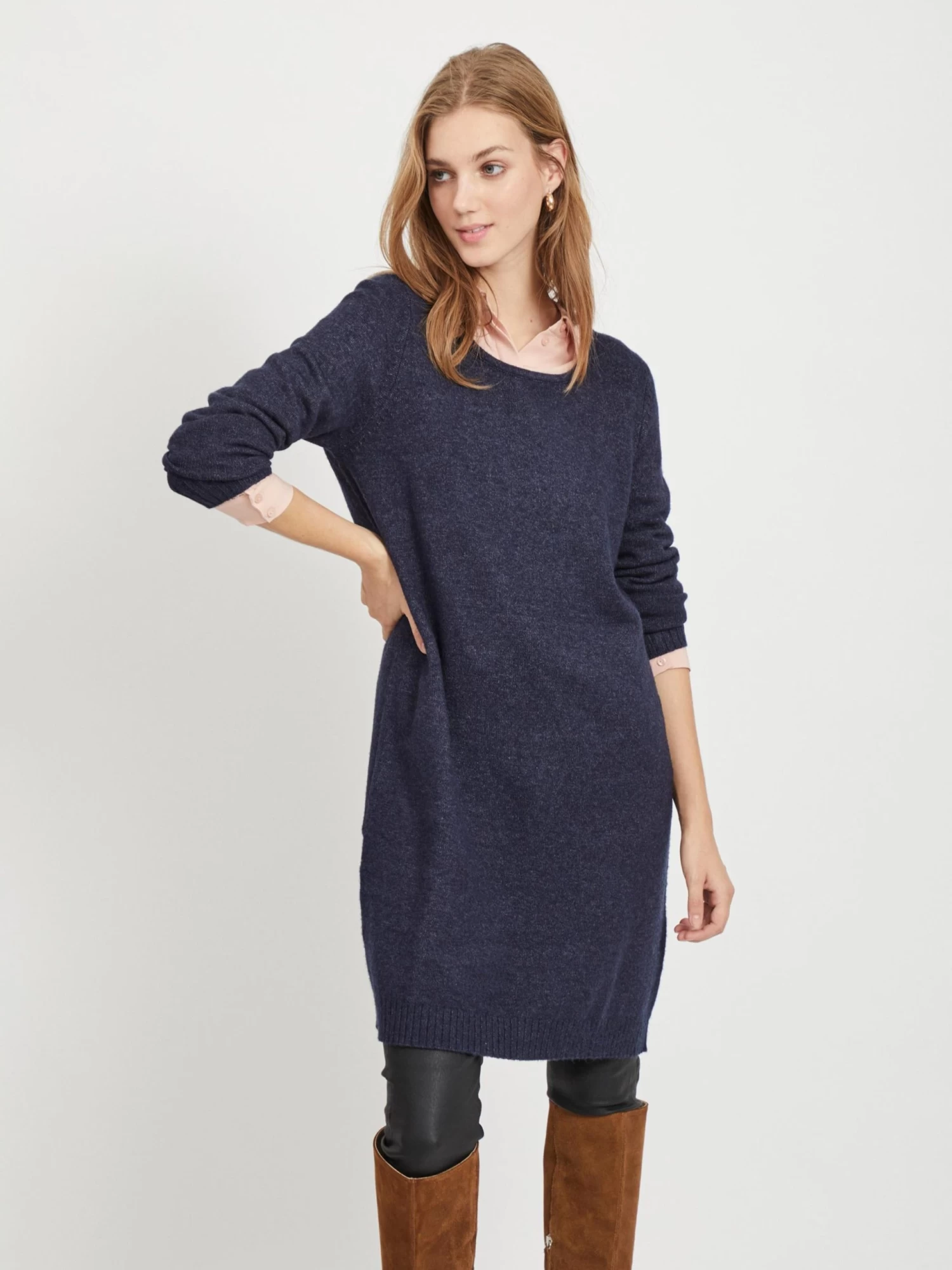 Vila Gebreide Jurken Gebreide Jurk Ril Dames Marine 5 Vila Gebreide Jurken Gebreide Jurk Ril Dames Marine - Afbeelding 3