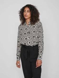 Vila Overhemden Blouse Dames Zwart / Wit -Vila e2977e552e1bceae1abbfaafc220eac5