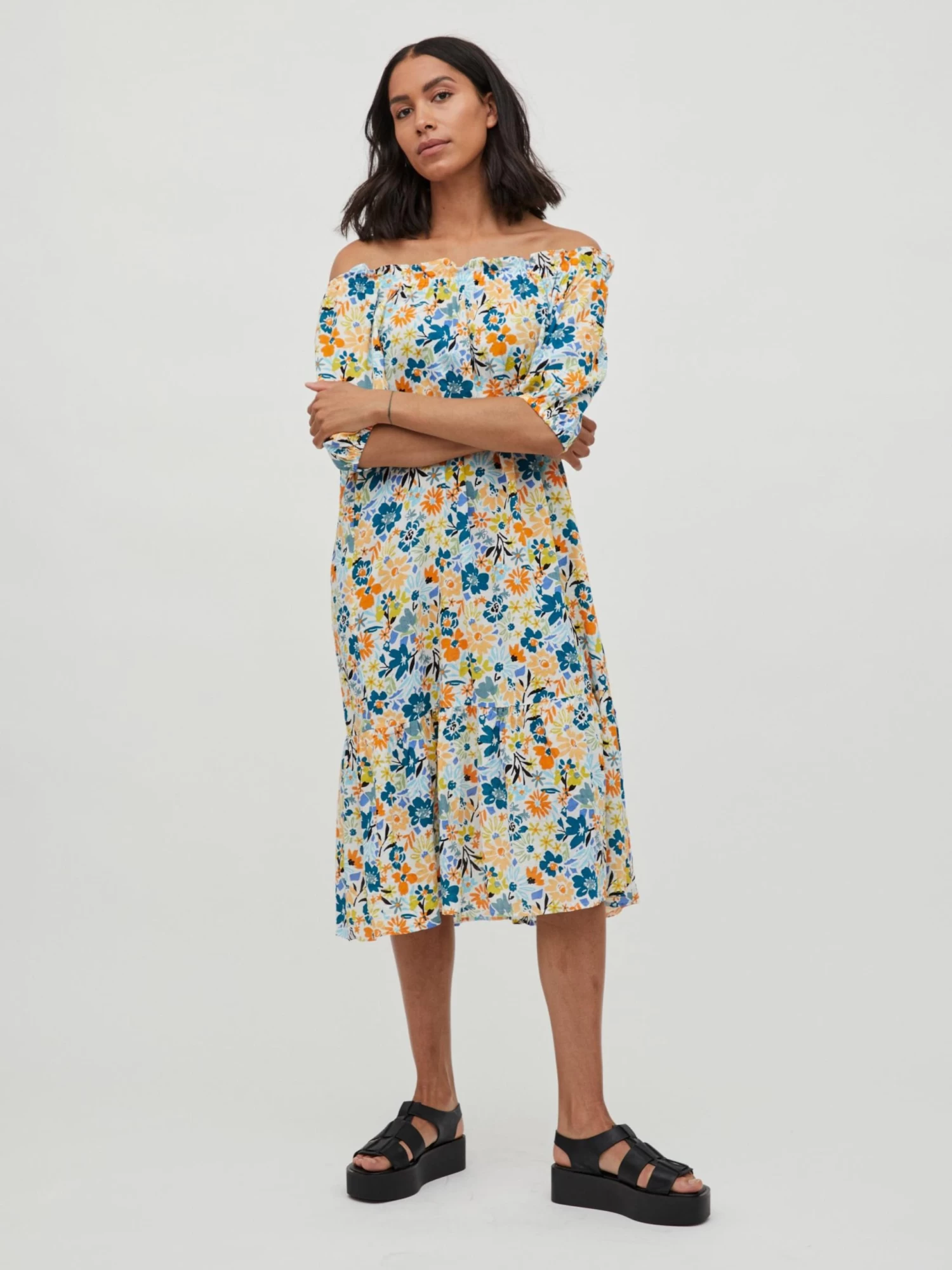 Vila Midi Jurken Jurk Mindy Dames Wit 5 Vila Midi Jurken Jurk Mindy Dames Wit - Afbeelding 3