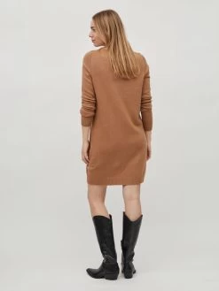 Vila Gebreide Jurken Gebreide Jurk Dames Bruin -Vila e32edc34551577a4fc2ffd0fcf15e7db