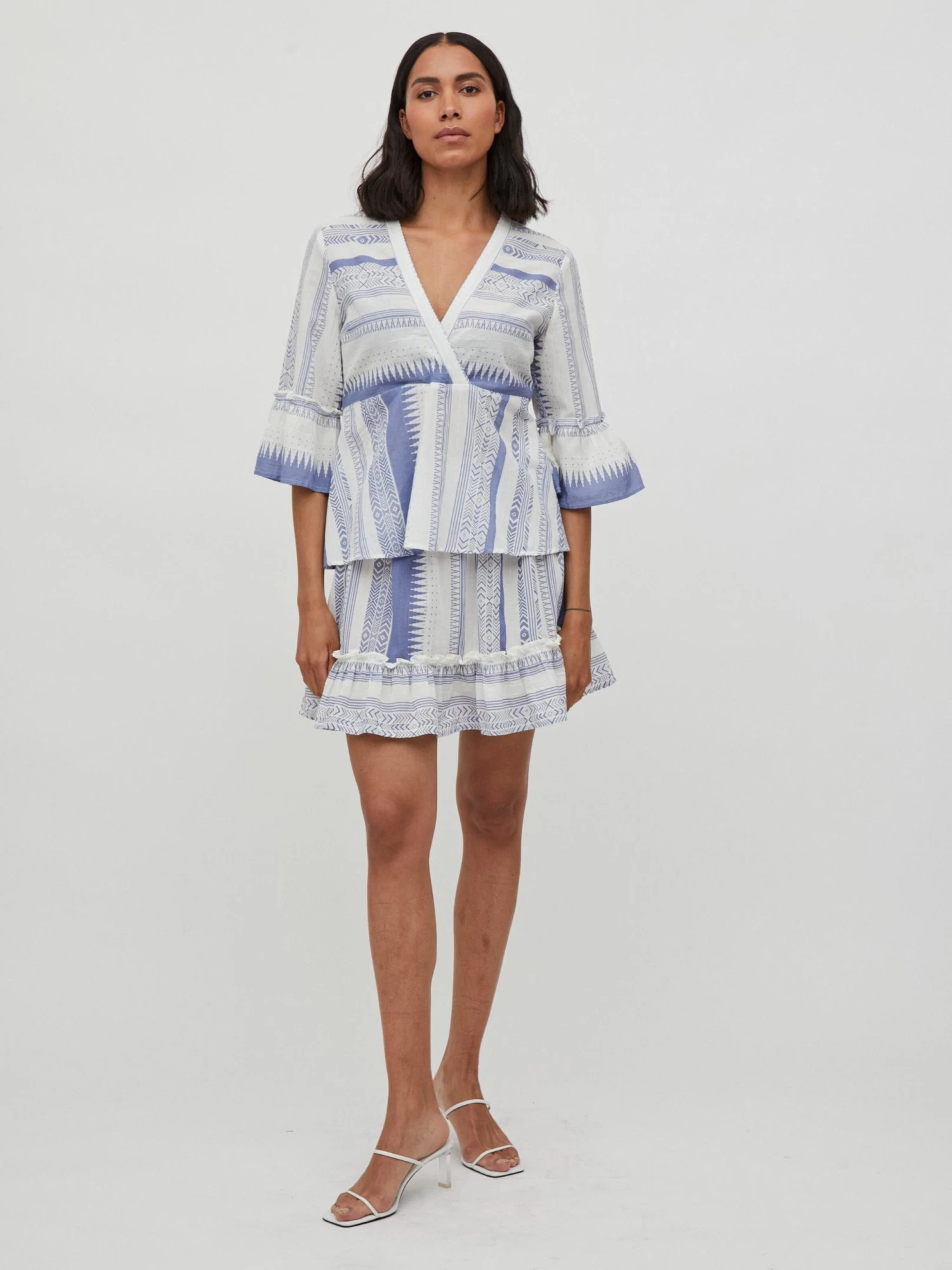 Vila Blouses Met Korte Mouw Blouse Dames Marine / Wit 6 Vila Blouses Met Korte Mouw Blouse Dames Marine / Wit - Afbeelding 4