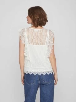 Vila Kanten Tops Top Dames Wit -Vila e4bf3bccd191deacd15f3a5efc191be4