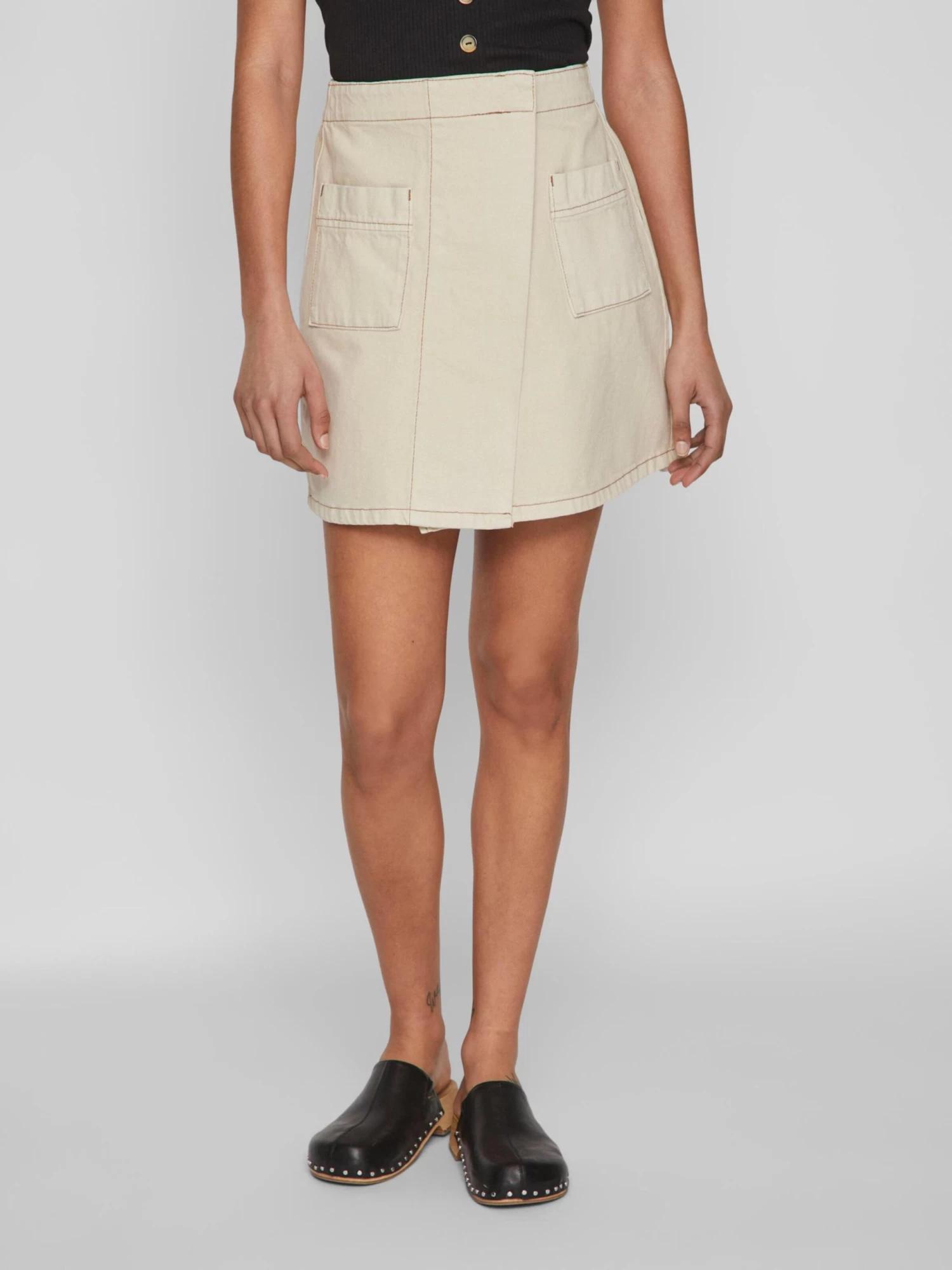 Vila Mini Rokken Rok Tenna Dames Taupe 5 Vila Mini Rokken Rok Tenna Dames Taupe - Afbeelding 3