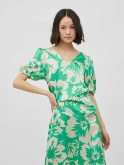 Vila Blouses Met Korte Mouw Blouse Dames Beige / Groen / Jade Groen -Vila e6af40f4803472452eec6a3b29573f88