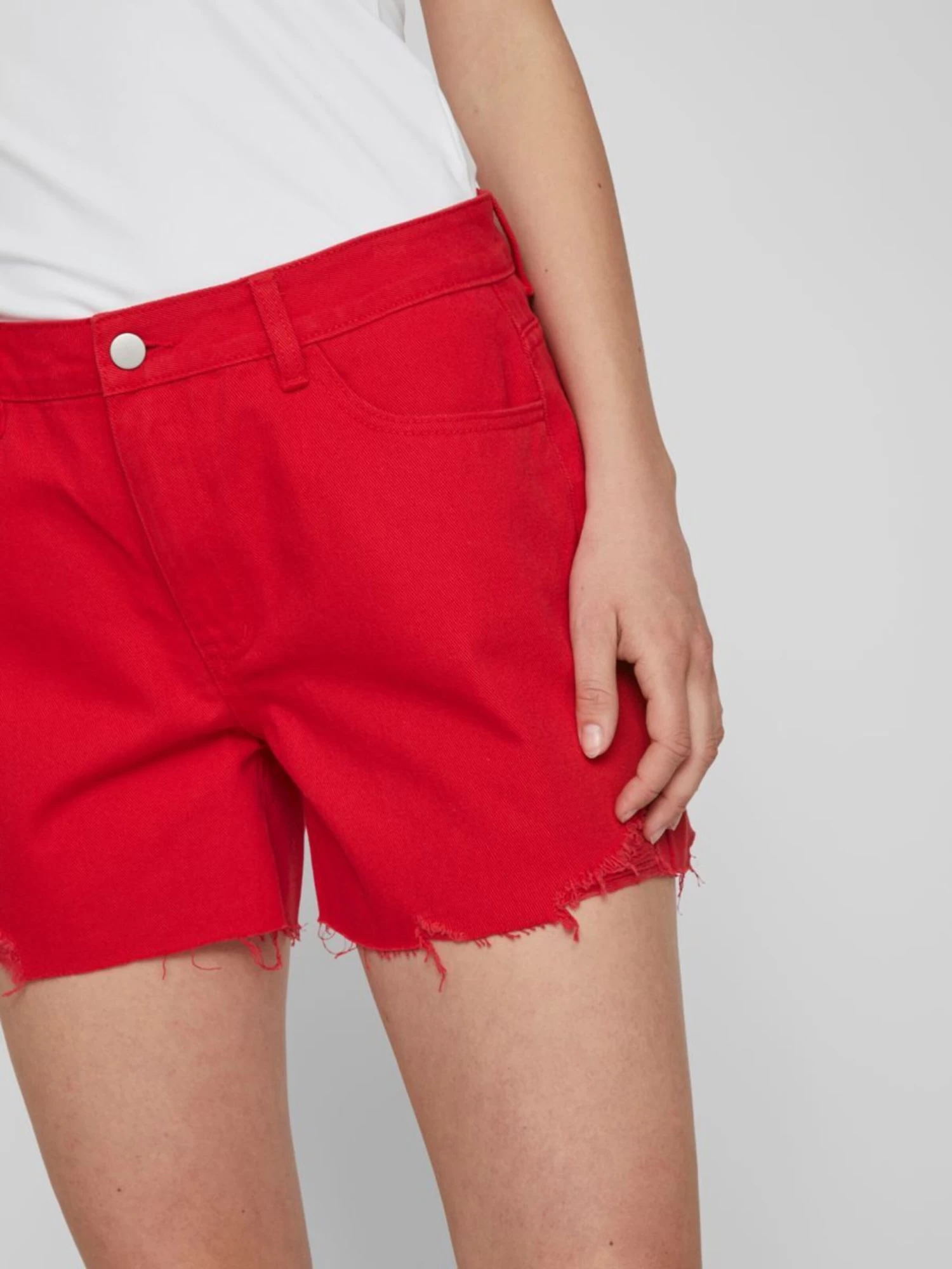 Vila Denim Shorts Regular Jeans Dames Vuurrood 8 Vila Denim Shorts Regular Jeans Dames Vuurrood - Afbeelding 6