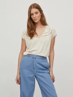 Vila T-shirts Shirt Noel Dames Crème -Vila e7f3d59d343a4457e74f068ea06d482a