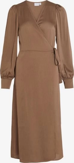 Vila Midi Jurken Jurk Omi Dames Bruin