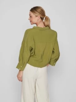 Vila Overhemden Blouse Dames Groen -Vila e9627aacc31f5ee60bae06a2d8d288ad