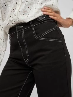 Vila Wide Leg Wide Leg Jeans Dames Zwart -Vila ea1a9536a90e3cb8f38ecdadbc1e65f1