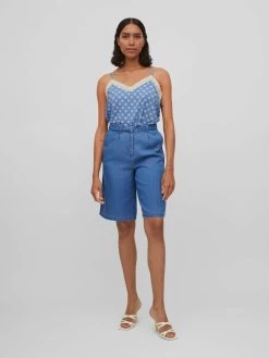 Vila Kanten Tops Top Dames Blauw -Vila eaa2b79ba55e5b69e091fce12a1876b6