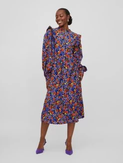 Vila Midi Jurken Jurk Essy Dames Zwart -Vila eb1e589eb8bd3ca5604461121d09e872