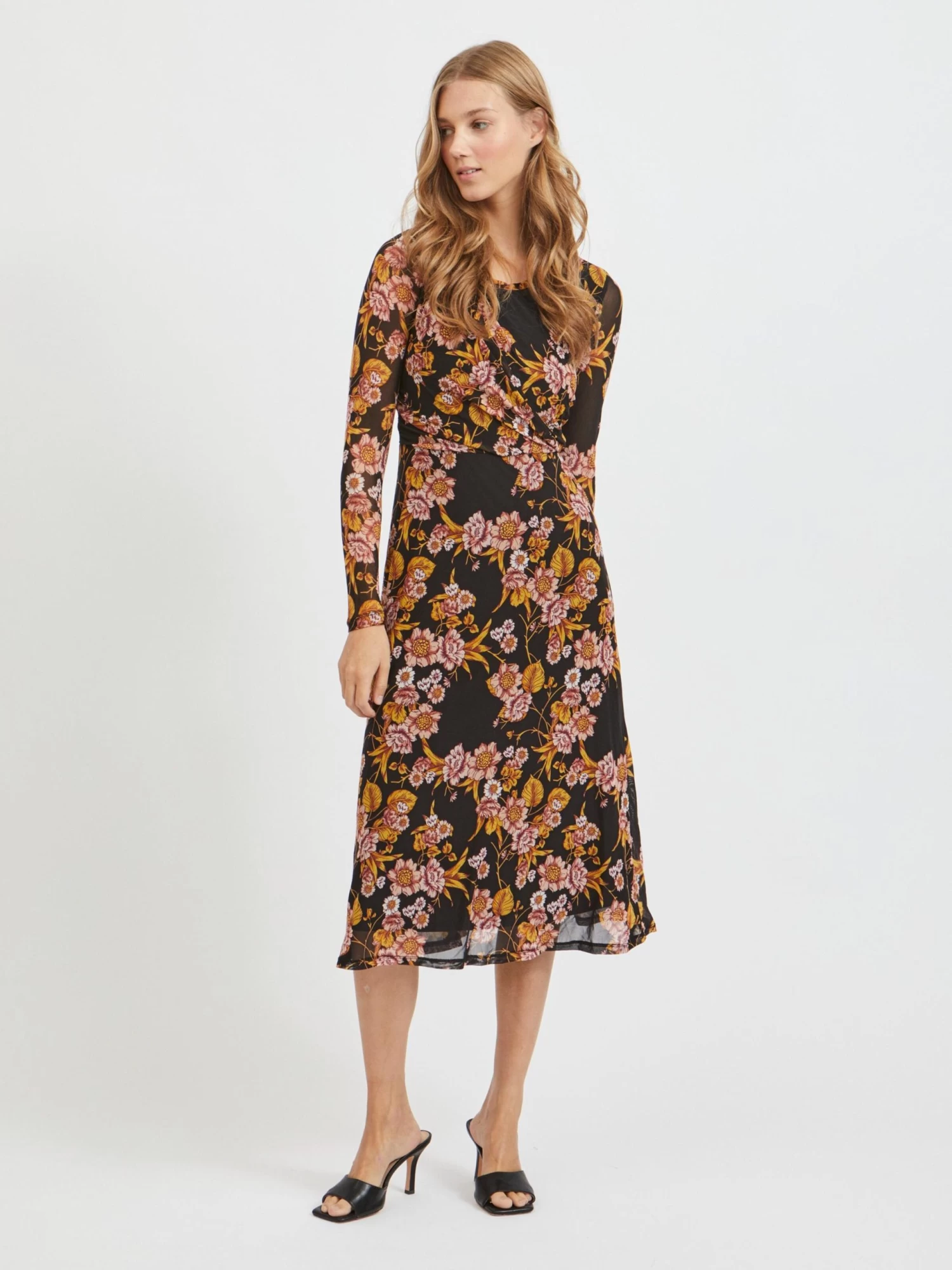 Vila Midi Jurken Jurk Gorgeous Dames Zwart 5 Vila Midi Jurken Jurk Gorgeous Dames Zwart - Afbeelding 3