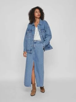 Vila Spijkerjasjes Tussenjas Dames Blauw -Vila eca822e03b414aa0d0957684fed04f6c